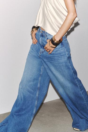 JEANS ZW COLLECTION PALAZZO CINTURA SUBIDA - Azul da Zara