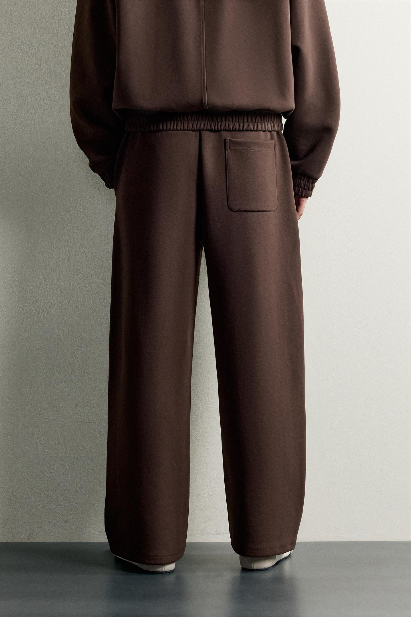 Мужские брюки Zara Relaxed Fit Track Pants, цвет: Коричневый — фото 3