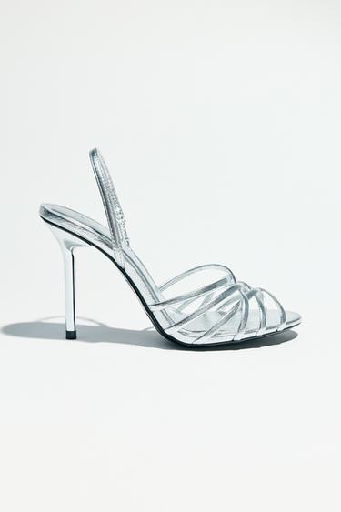 SANDALIA CRUZADA EFECTO METALIZADO - Plata de Zara