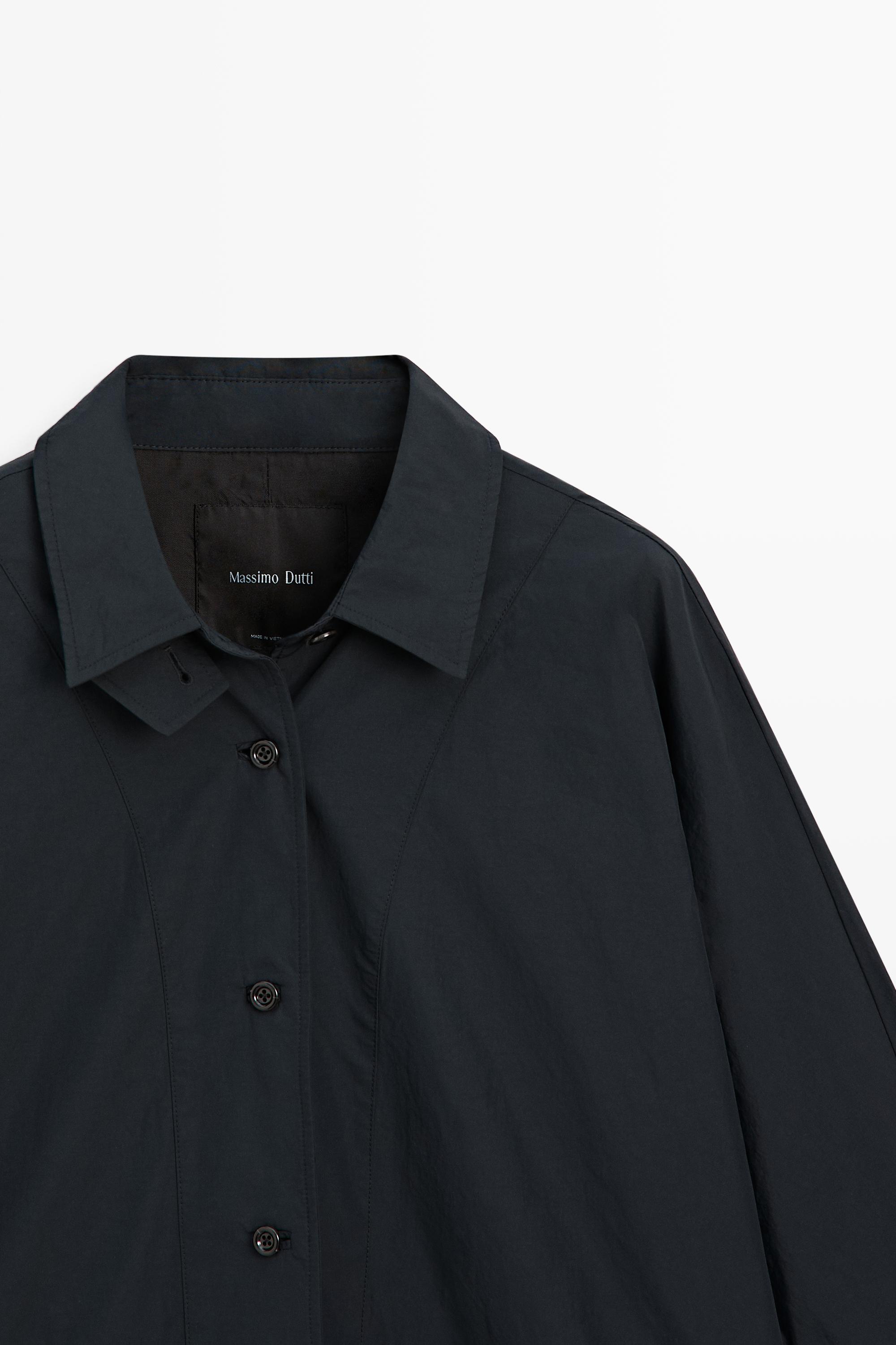 Jacket with buttoned collar strap — Deep blue