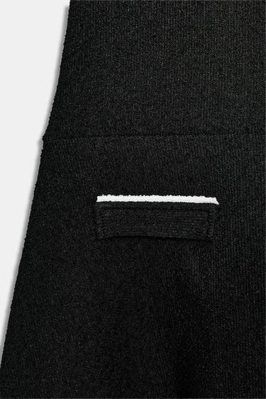 CONTRAST BOUCLÉ DRESS - Black / Ecru by Zara - Image 8