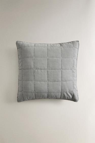 CHECK CUSHION COVER FOR QUILTS - Blue grey by Zara - Image 0
