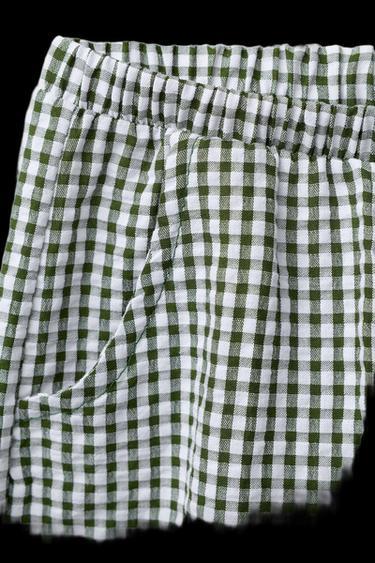 PANTALÓN BAGGY CUADRO VICHY - Verde / Crudo de Zara