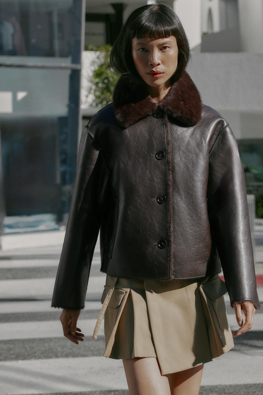 REVERSIBLE DOUBLE FACED FAUX LEATHER JACKET