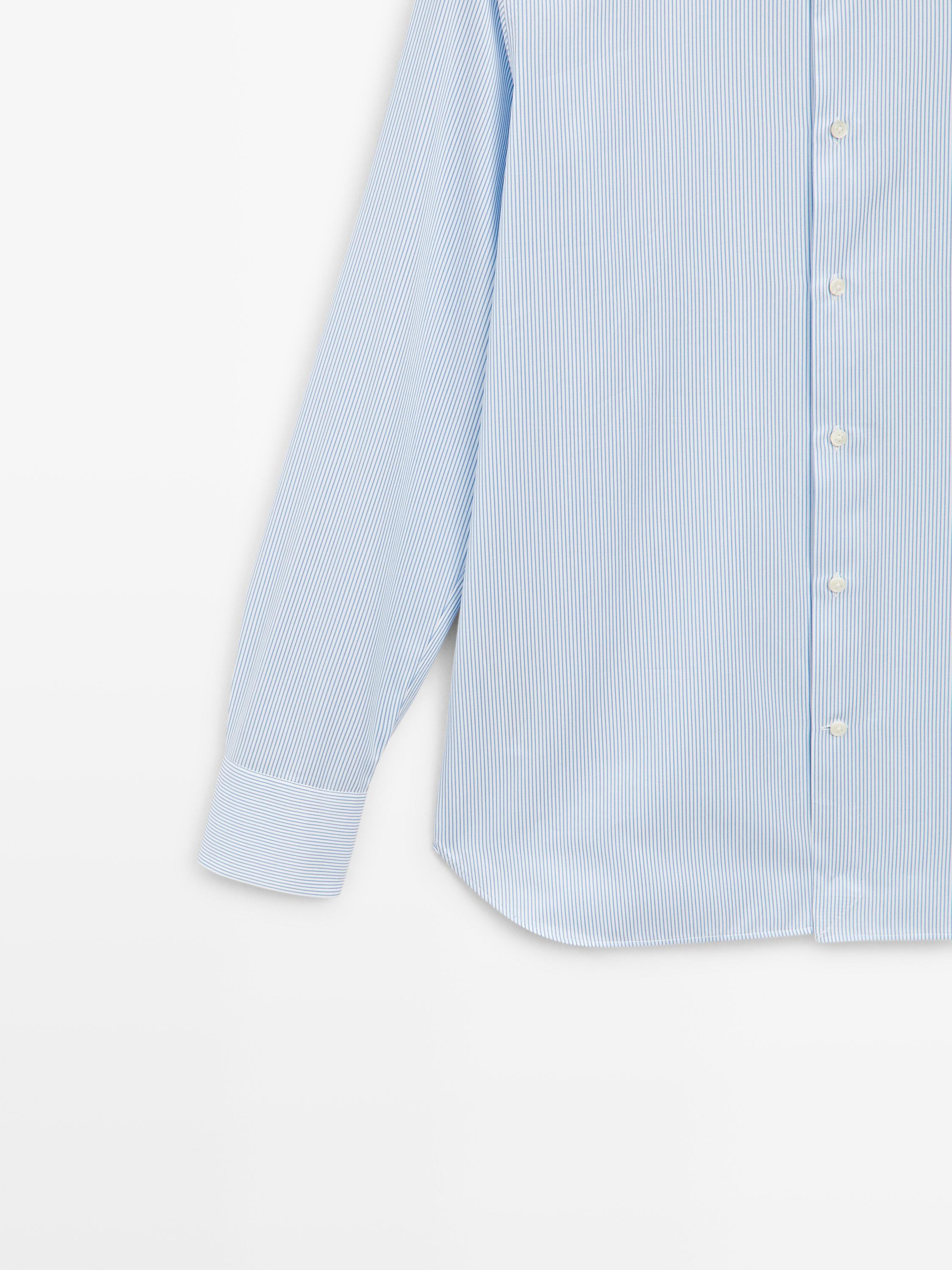 Chemise slim à rayures 100 % coton
