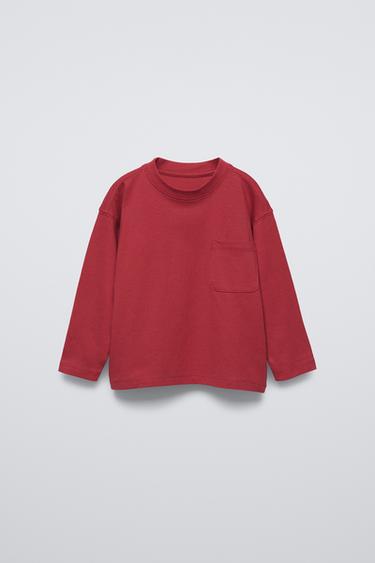 CAMISETA LISA BOLSILLO - Rojo de Zara