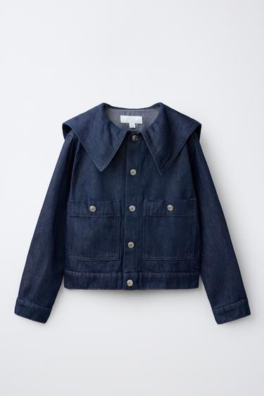 DENIM JACKET WITH SAILOR COLLAR — Blue 1