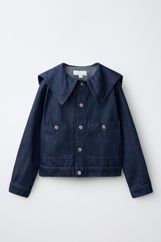 VESTE EN DENIM À COL MARIN - Bleu de Zara - Image 0