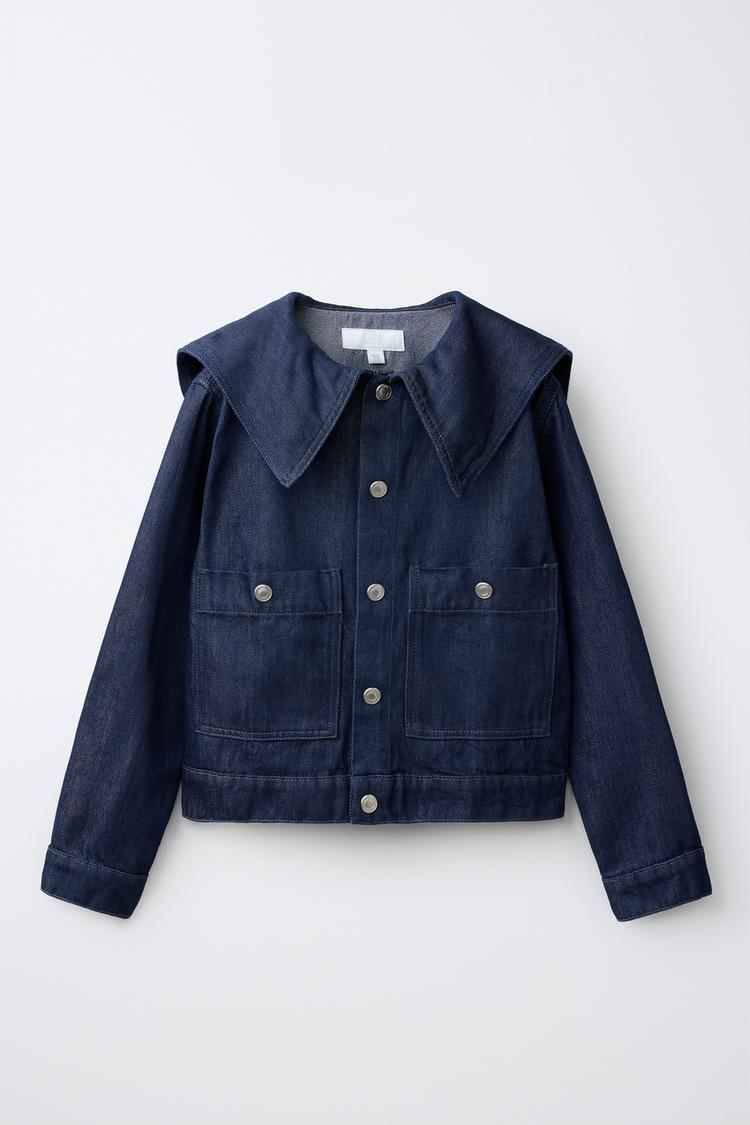 DENIM JACKET WITH SAILOR COLLAR — Blue