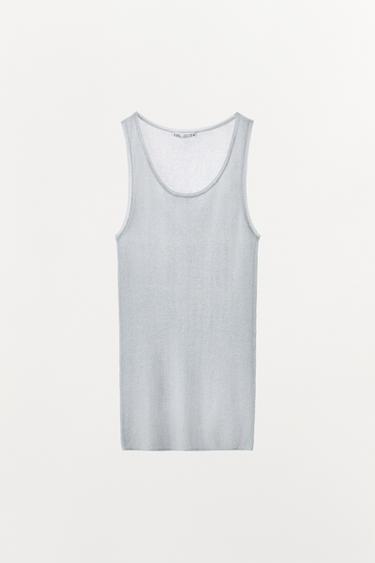 METALLIC THREAD TOP - Silver by Zara - Image 2