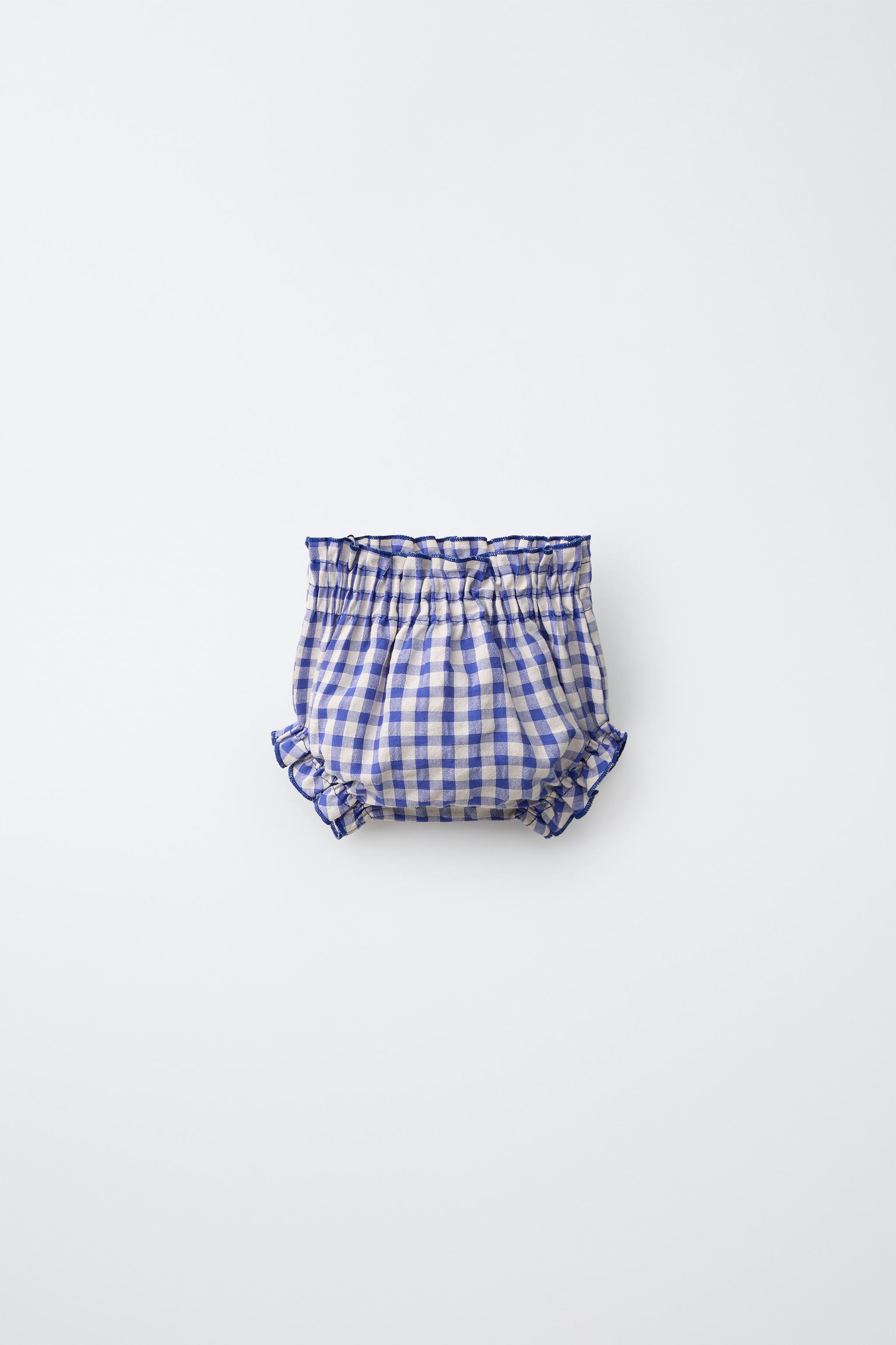 GINGHAM UNDERWEAR — Ecru / Blue