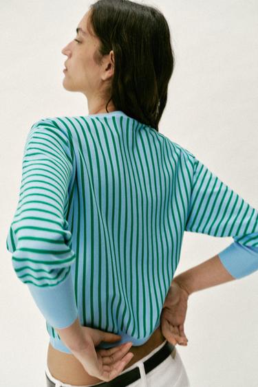 SWEAT EN MAILLE À RAYURES - unique de Zara - Image 5