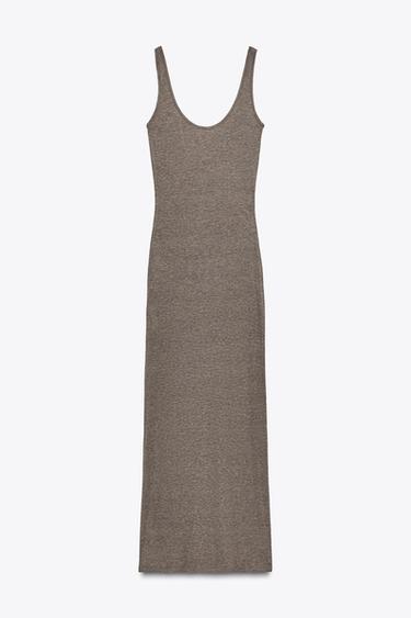 Zara 長版肩帶連身裙 - 斑紋棕色 - 圖片 0