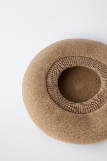 100% WOOL BERET - camel by Zara - Image 2