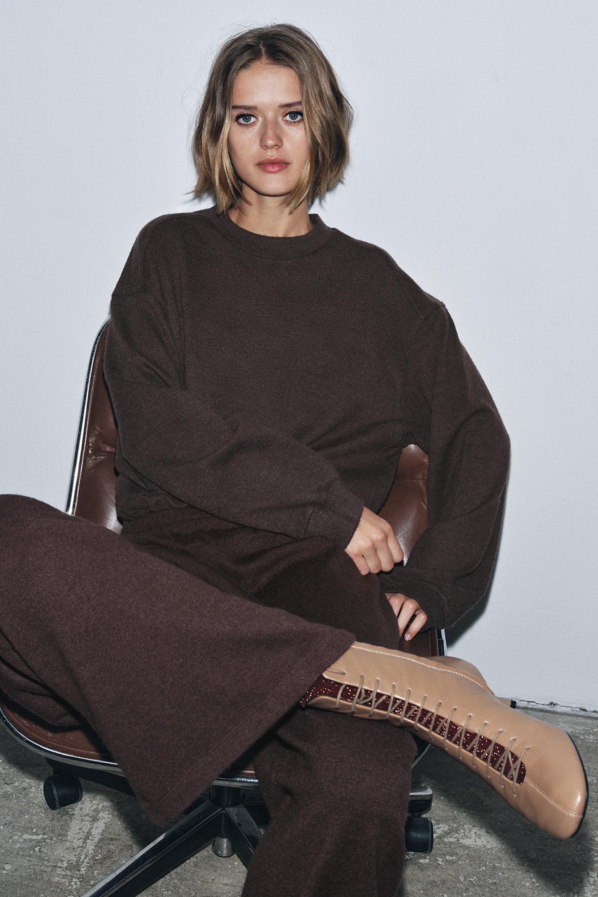 レースアップレザーハイヒールアンクルブーツ - トープグレー