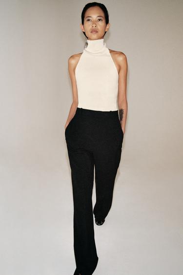 Zaras BYXA WIDE LEG HÖG MIDJA ZW COLLECTION - Svart