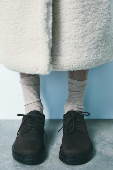Zara RIBBED SOCKS WITH METALLIC THREAD - Beige