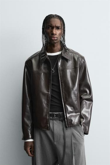 VINYL FINISH JACKET - Wine by Zara