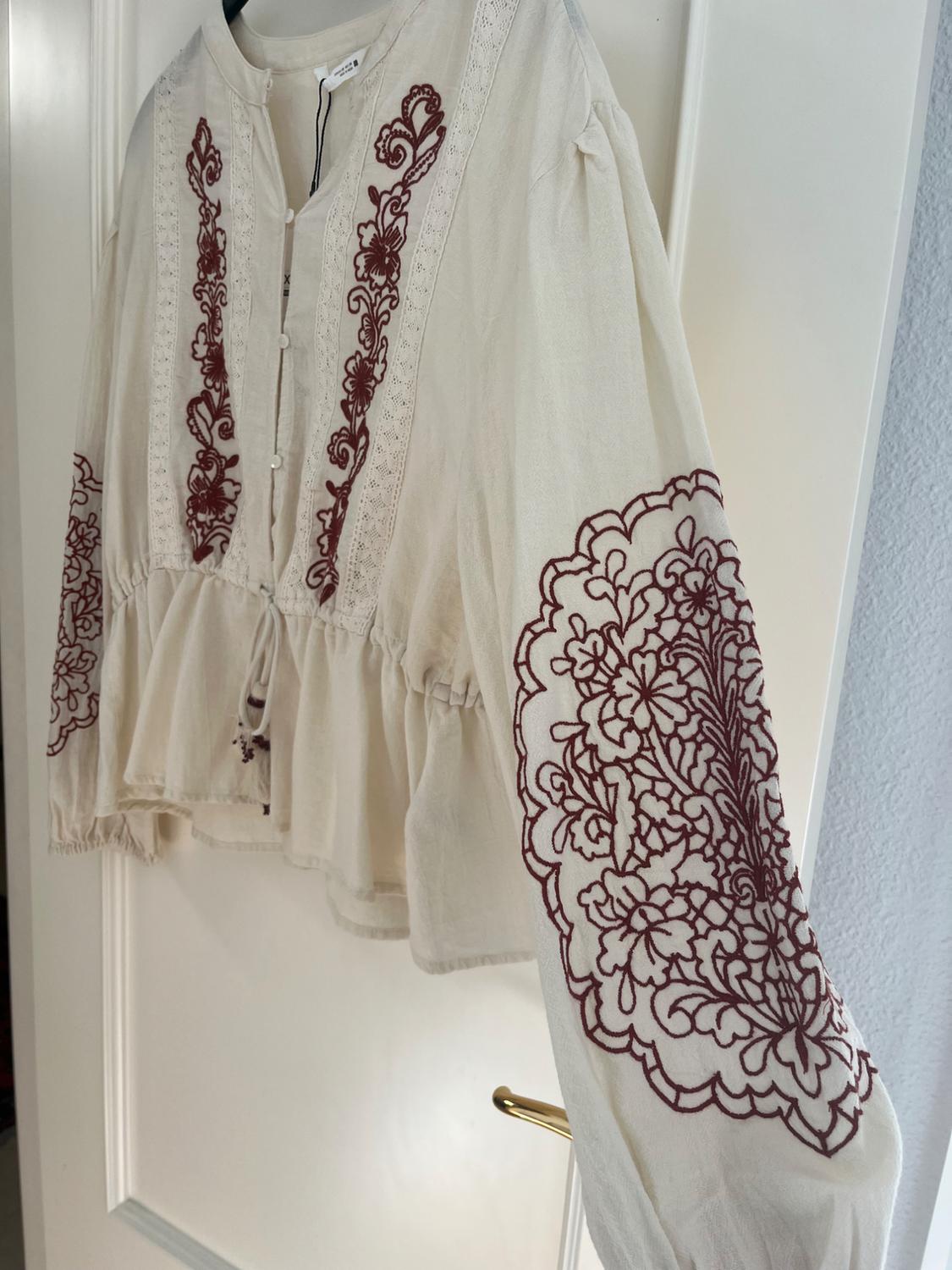 EMBROIDERED DRAWSTRING BLOUSE - Image 3