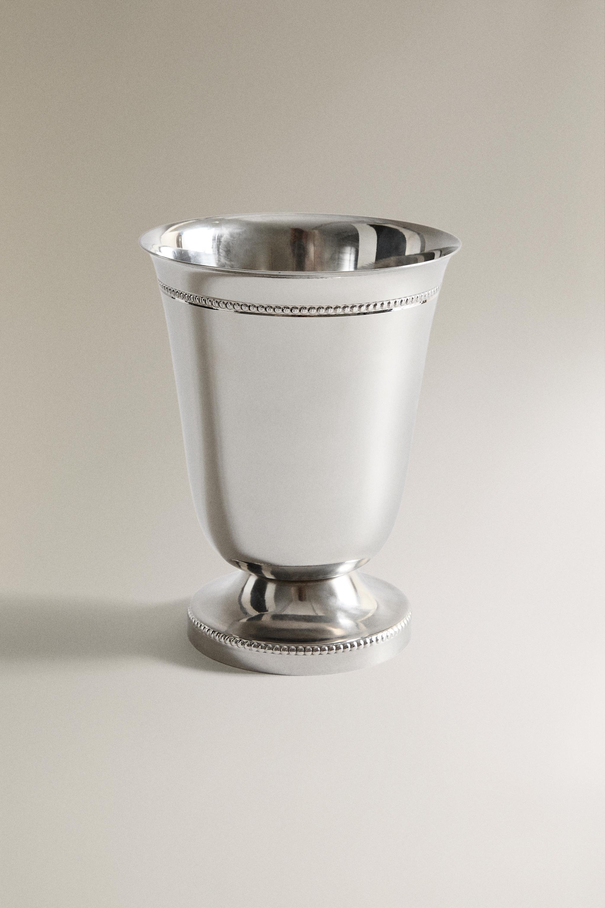 花瓶 グラス スチール ストレート スモール - シルバー | ZARA