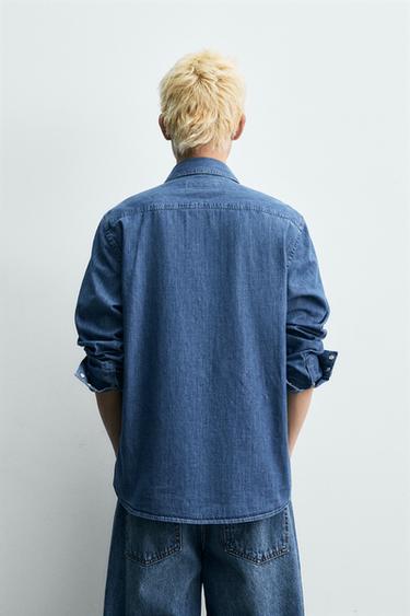 CHEMISE EN DENIM À POCHES - Bleu moyen de Zara - Image 2