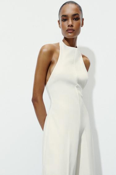 LONG HALTER JUMPSUIT - White by Zara