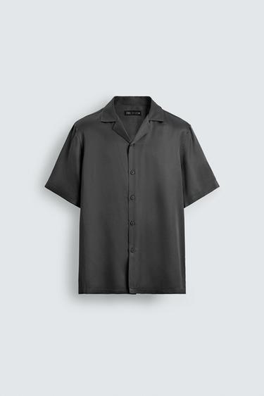 АТЛАСНАЯ РУБАШКА RELAXED FIT — СЕРЫЙ от Zara