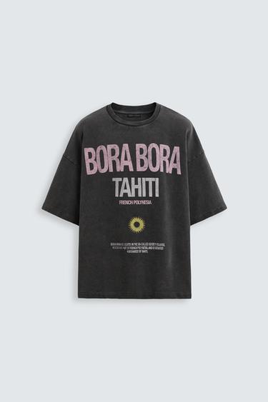 SUDADERA LAVADA TEXTOS - Antracita oscuro de Zara