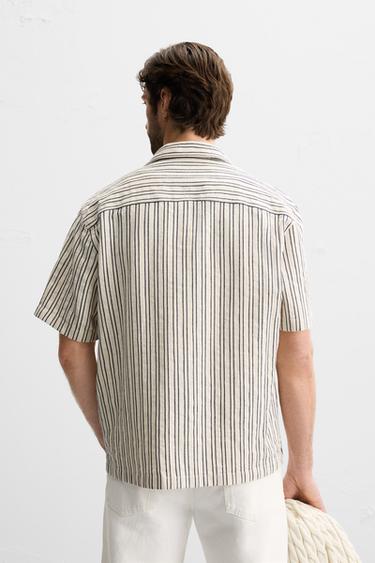 STRIPED TEXTURED SHIRT - Navy / White by Zara - Image 2