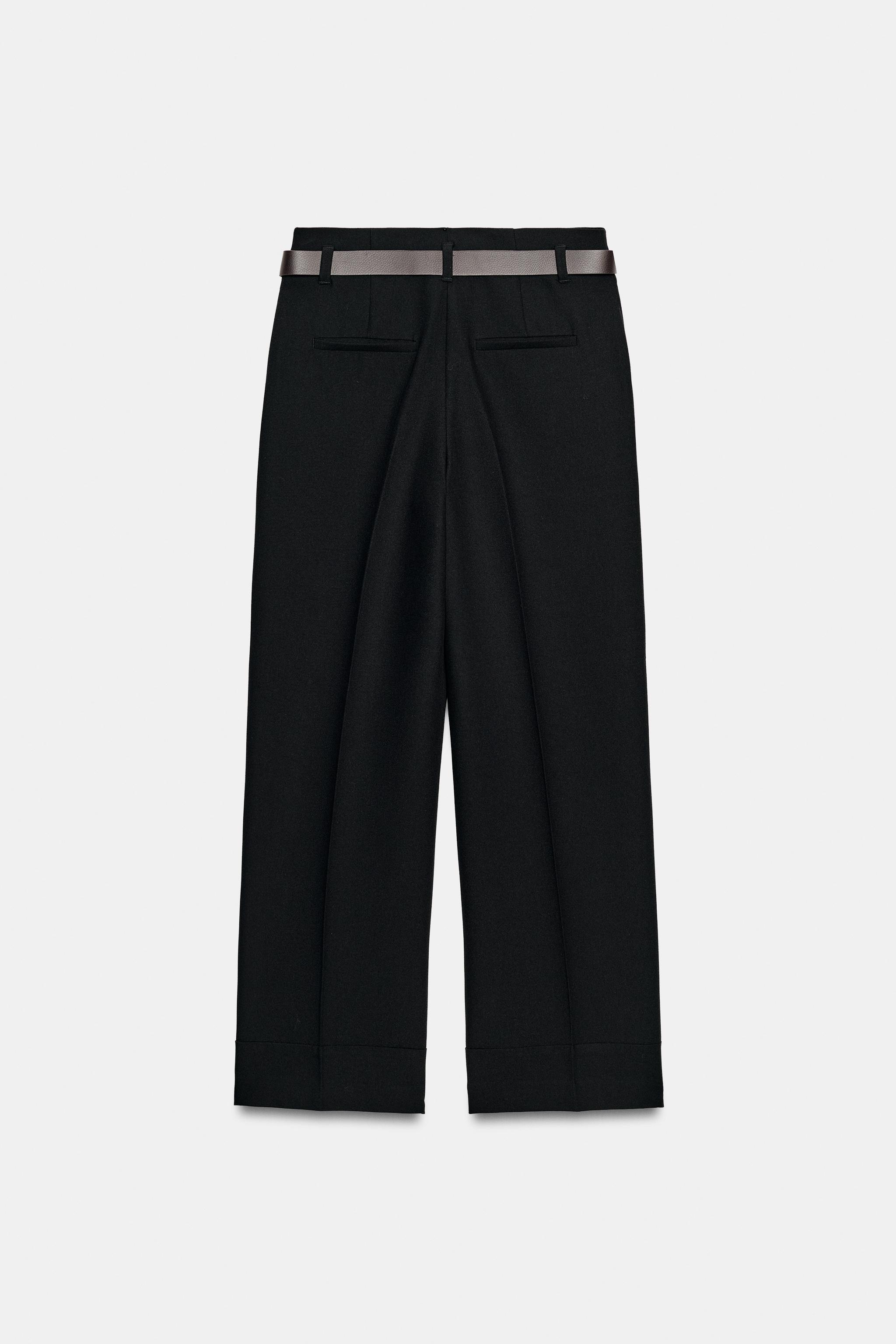 Женские брюки Zara CUFFED HEM BELTED PANTS — фото 8