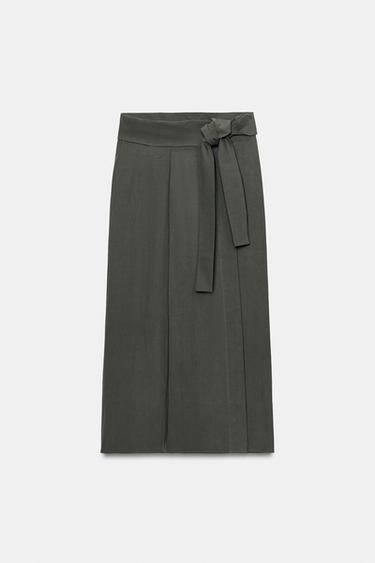 JUPE MI-LONGUE CROISÉE - bleu pétrole délavé de Zara - Image 6