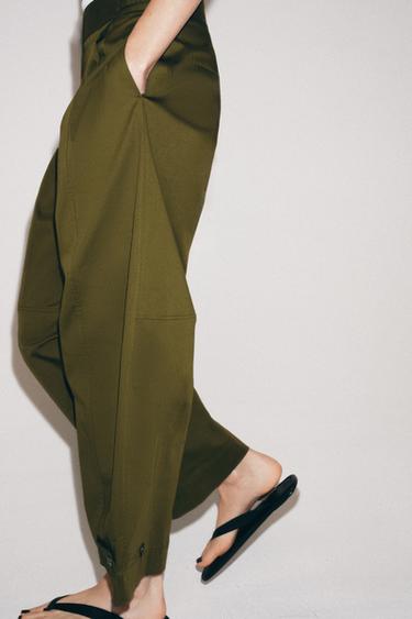 PANTALON CHINO À PASSANTS ZW COLLECTION - Vert olive de Zara - Image 4