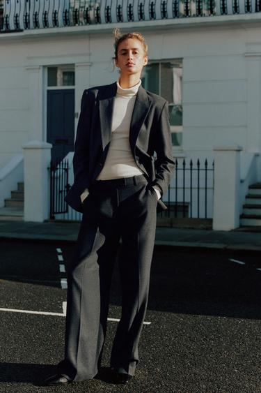 TRAJE BLAZER OVERSIZE Y PANTALÓN RECTO - Verde pastel de Zara