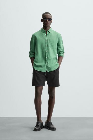 BERMUDA REGULAR FIT COM TEXTURA - Preto da Zara - Imagem 0