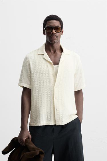 GEOMETRIC JACQUARD SHIRT - Oyster-white by Zara
