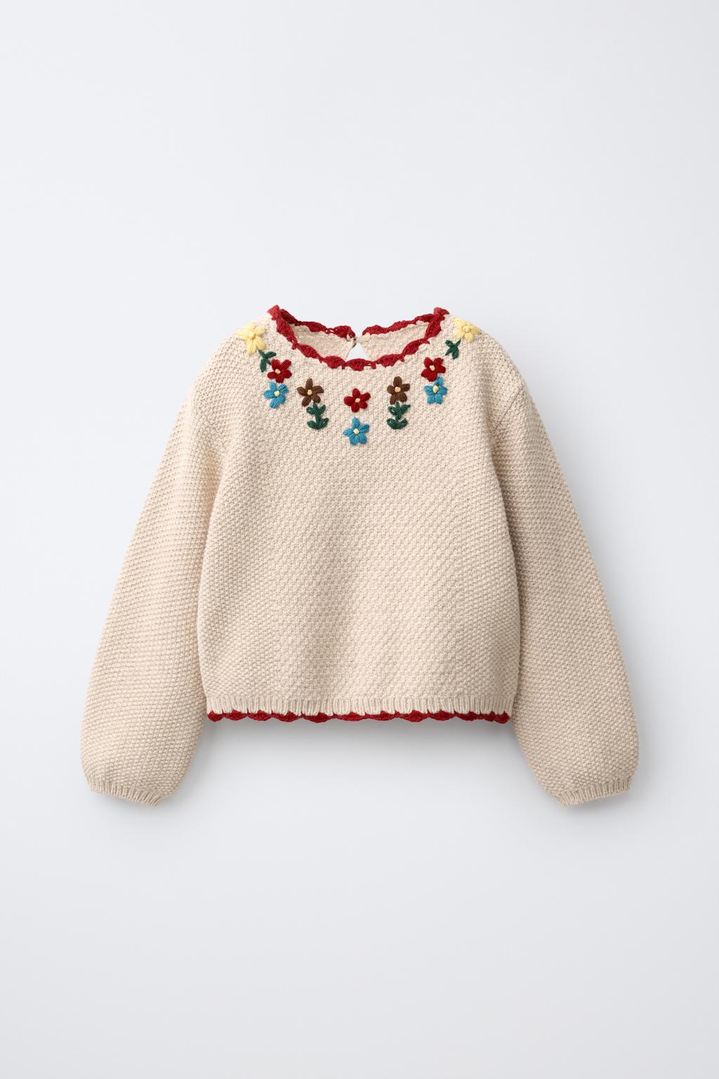 EMBROIDERED FLORAL KNIT JUMPER