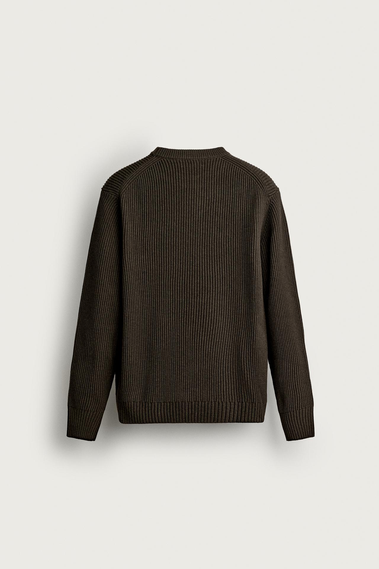 STRUCTURED REGULAR FIT SWEATER — Moss green