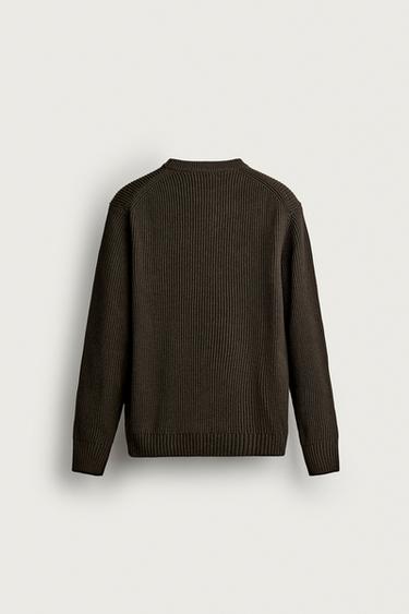 STRUCTURED REGULAR FIT SWEATER — Moss green 2
