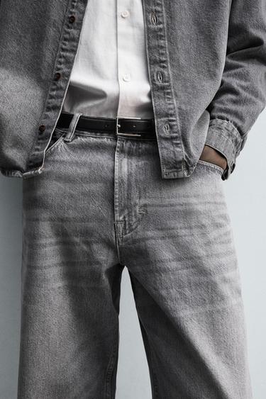 Zara STRAIGHT FIT JEANS - Gray
