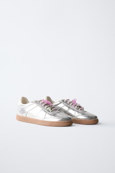 CHARM METALLIC TRAINERS - Silver by Zara