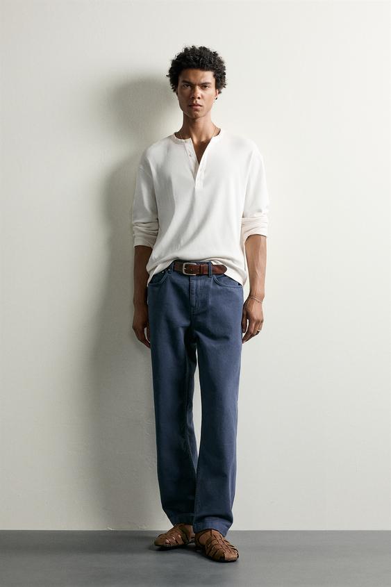 CALÇA RELAXED FIT ESTRUTURADA - Azul da Zara - Imagem 0