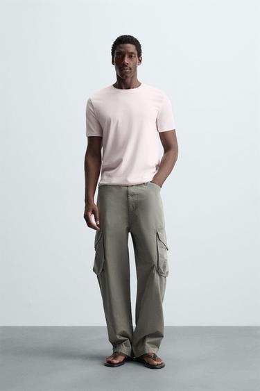 Zara BASIC SLIM FIT T-SHIRT - Light pink