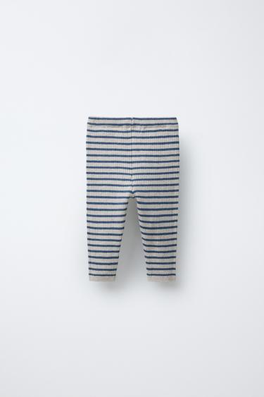 LEGGING CÔTELÉ À RAYURES - Bleu moyen de Zara - Image 1