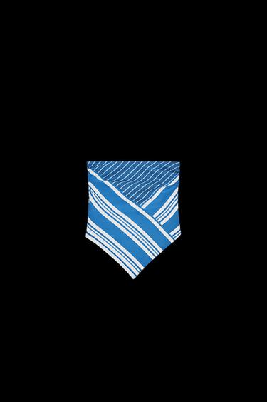 STRIPED LINEN BLEND BANDEAU TOP - Blue/White by Zara - Image 0