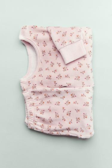 Zara 2-6 YEARS/ FLORAL VELOUR PAJAMAS - Pink