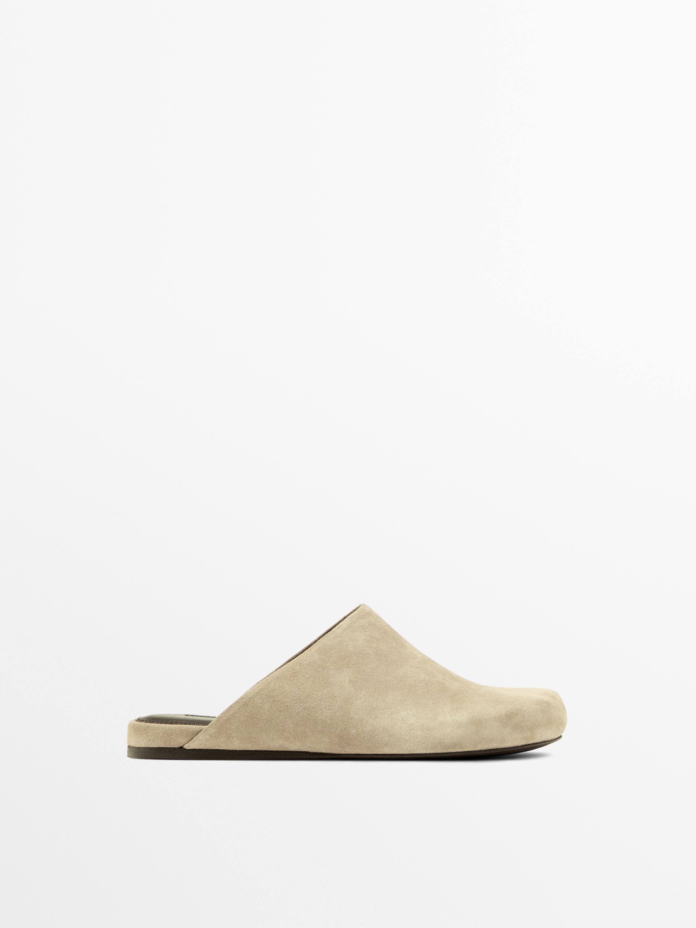 Split suede clogs