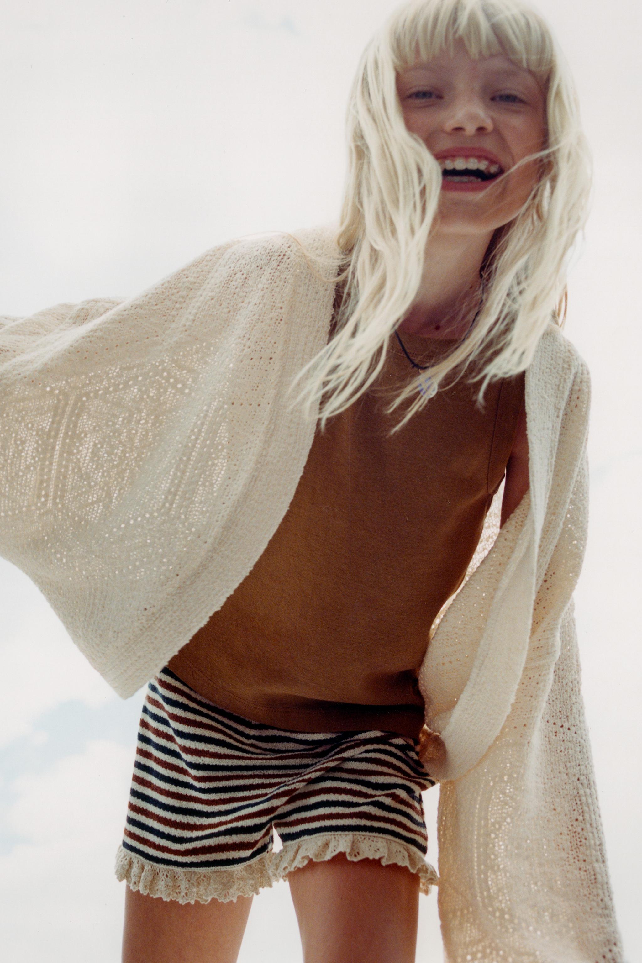 SHORT OPENWORK KNIT KAFTAN