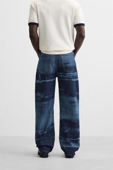 PRINTED RELAXED FIT JEANS - Blue by Zara - Image 2