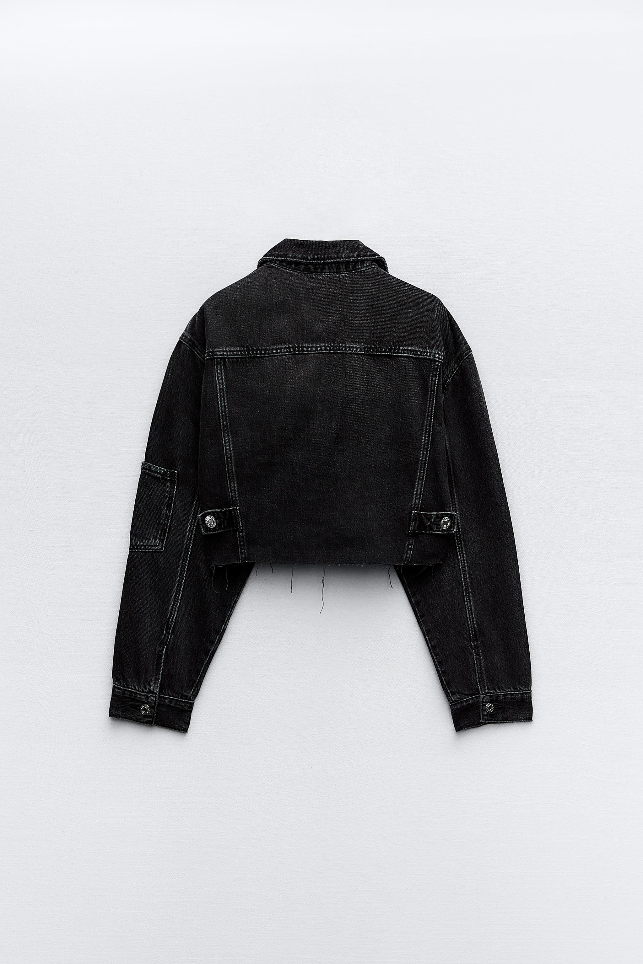 Cropped denim 2025 jacket black zara