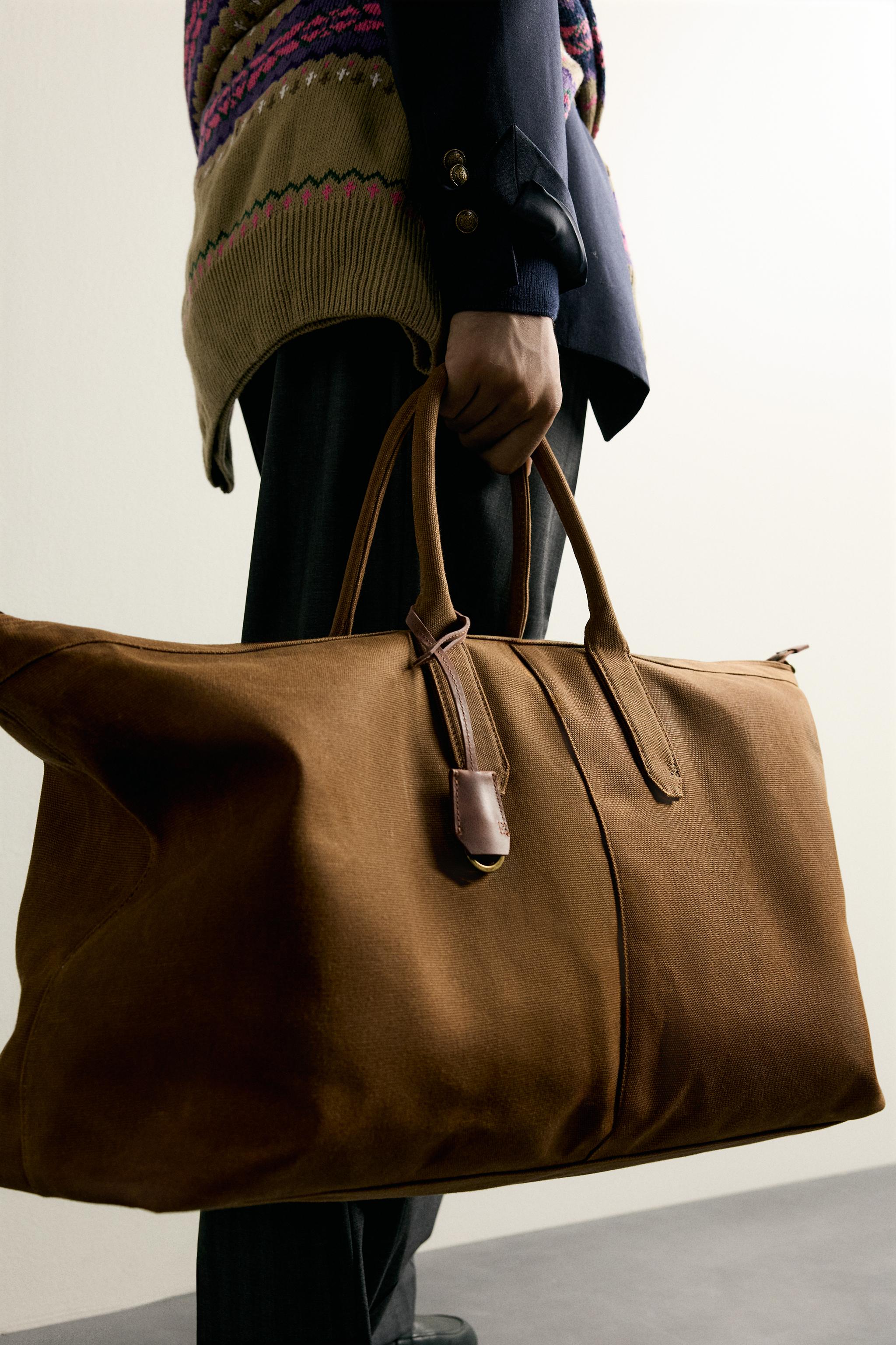 LEATHER DETAIL SHOPPER BAG